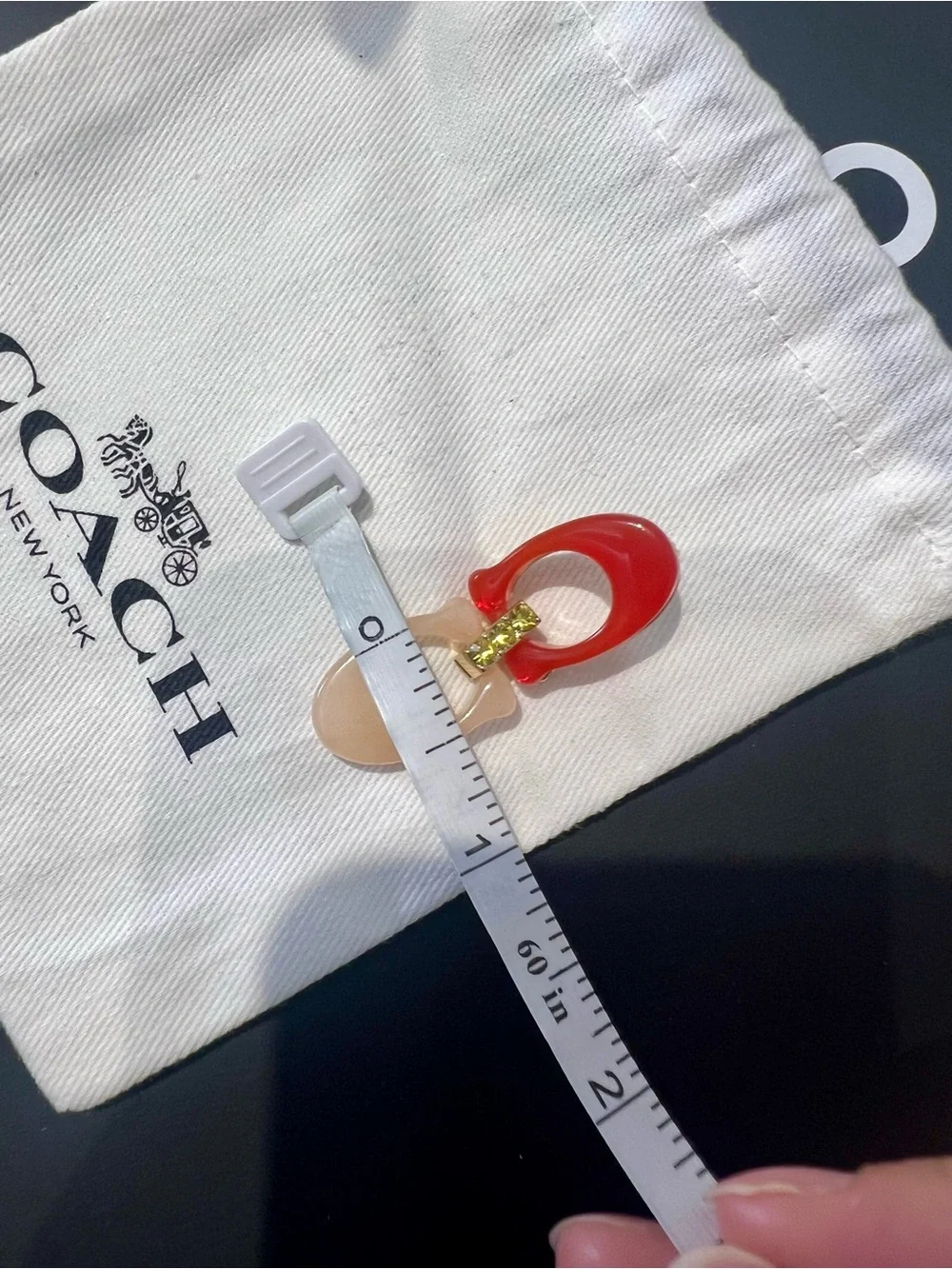 Coach Colorblock Resin Drop Earrings — Green/Red Mix - Picture 5 of 11